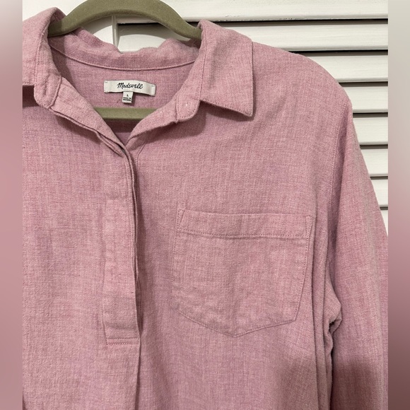 Madewell Flannel Classic Ex-Boyfriend Button-Back Shirt Pink (Large) - Picture 6 of 8